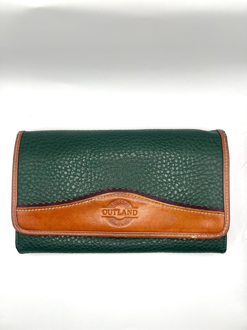 Vintage Outland Green and Brown Leather Wallet